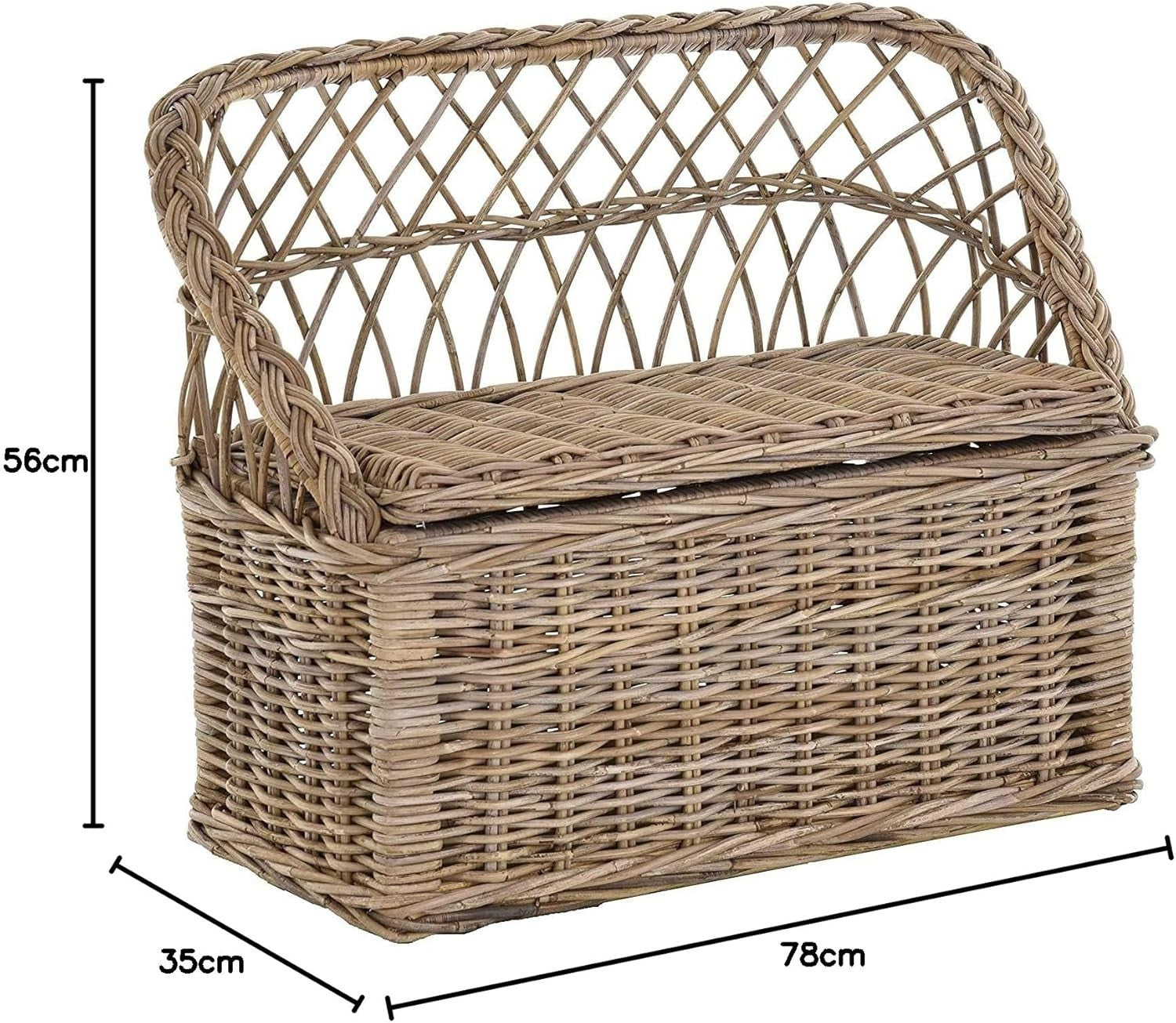 Kids Rattan Storage Bench 2-Seater Children’s Seat Chest Toy Box Natural Grey