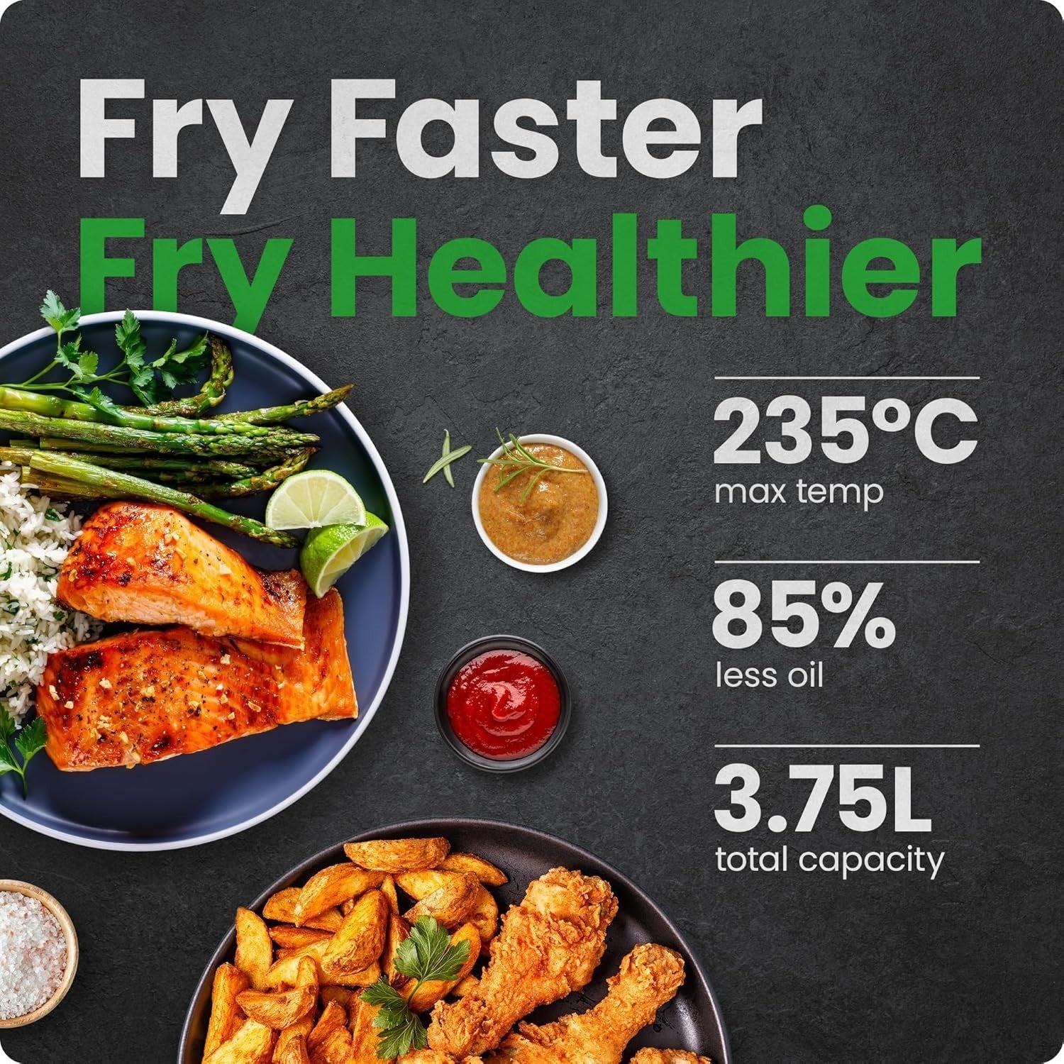 Digital Air Fryer 3.75L | Touch Control, Window View, 4 Presets, Non-Stick