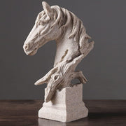 Sandstone Horse Head Sculpture • 13cm Mini Resin Statue • Modern Abstract Decor