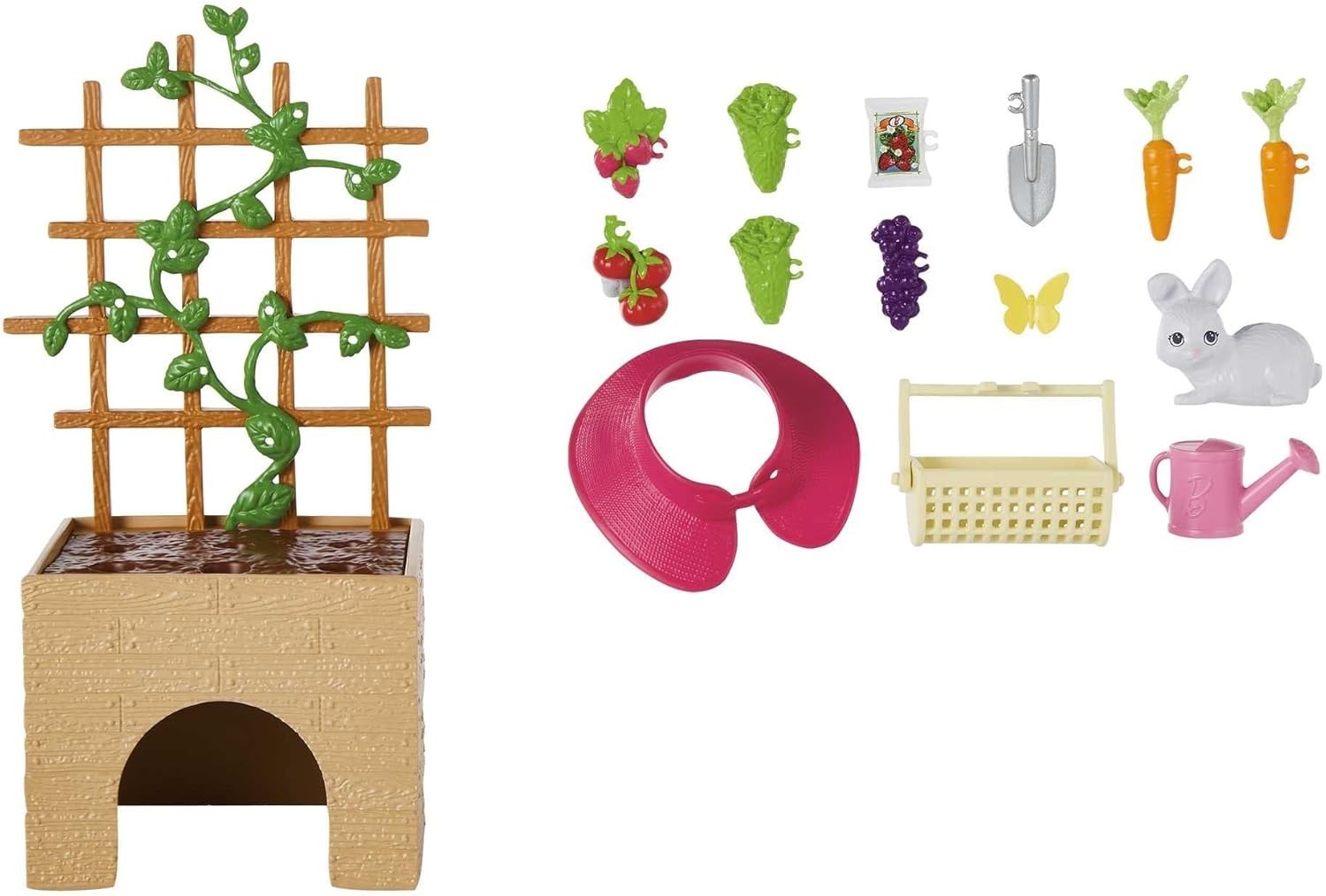 Garden Playset Fashion Doll Bunny Garden Bed Trellis Accessories