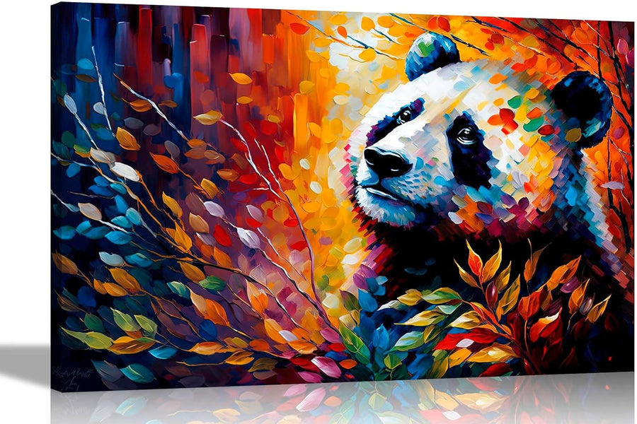 Large Panda Canvas Wall Art 76x50cm Colourful Framed Print