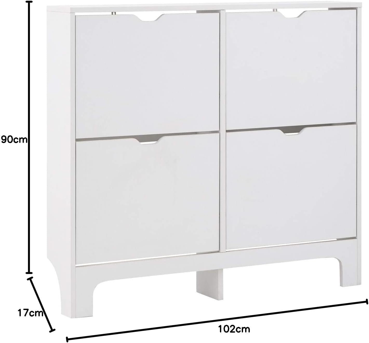 Narrow 2 Door Shoe Storage Cabinet with 6 Drawers 102x17x90 cm White