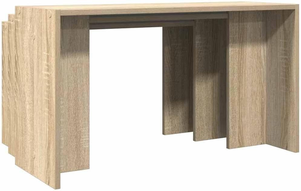 Modern Sonoma Oak End Table Set Nesting Side Coffee Tables Living Room