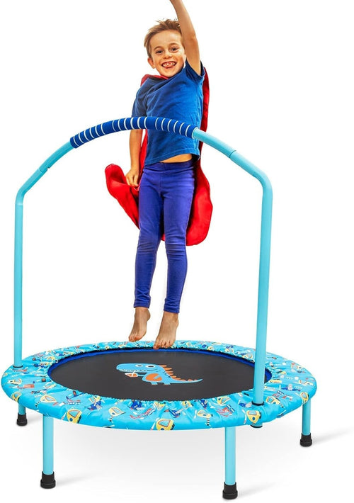 38in Kids Trampoline Foldable Silent Bungee Handle Indoor Outdoor