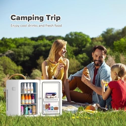 22L Mini Fridge Cooler & Warmer | Portable, Adjustable Shelves, 30 Cans White