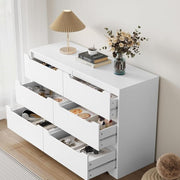 White Chest of Drawers 6 Drawer Bedroom Storage Units Set of 2 Modern