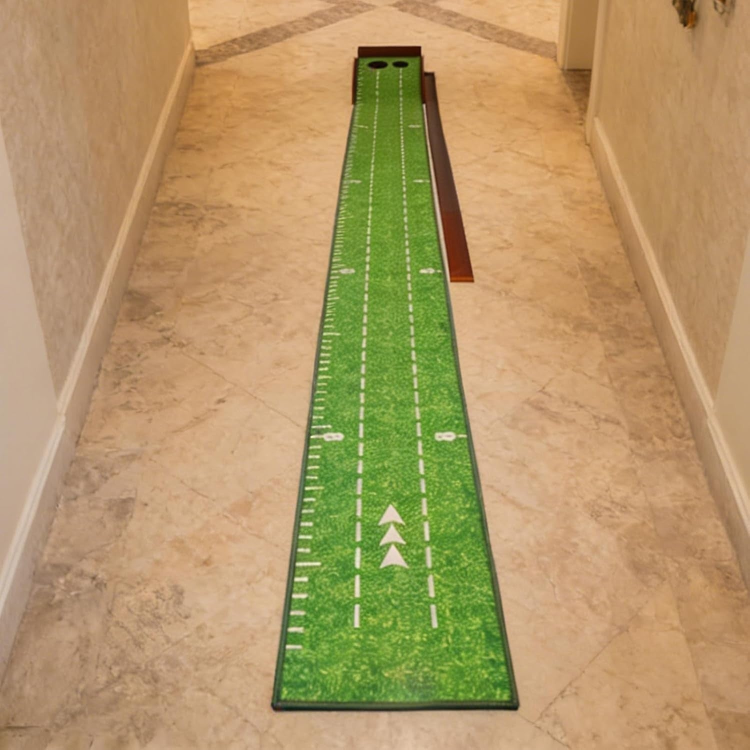 Putting Green Golf Practice Mat Automatic Ball Return Dual Hole Indoor Trainer