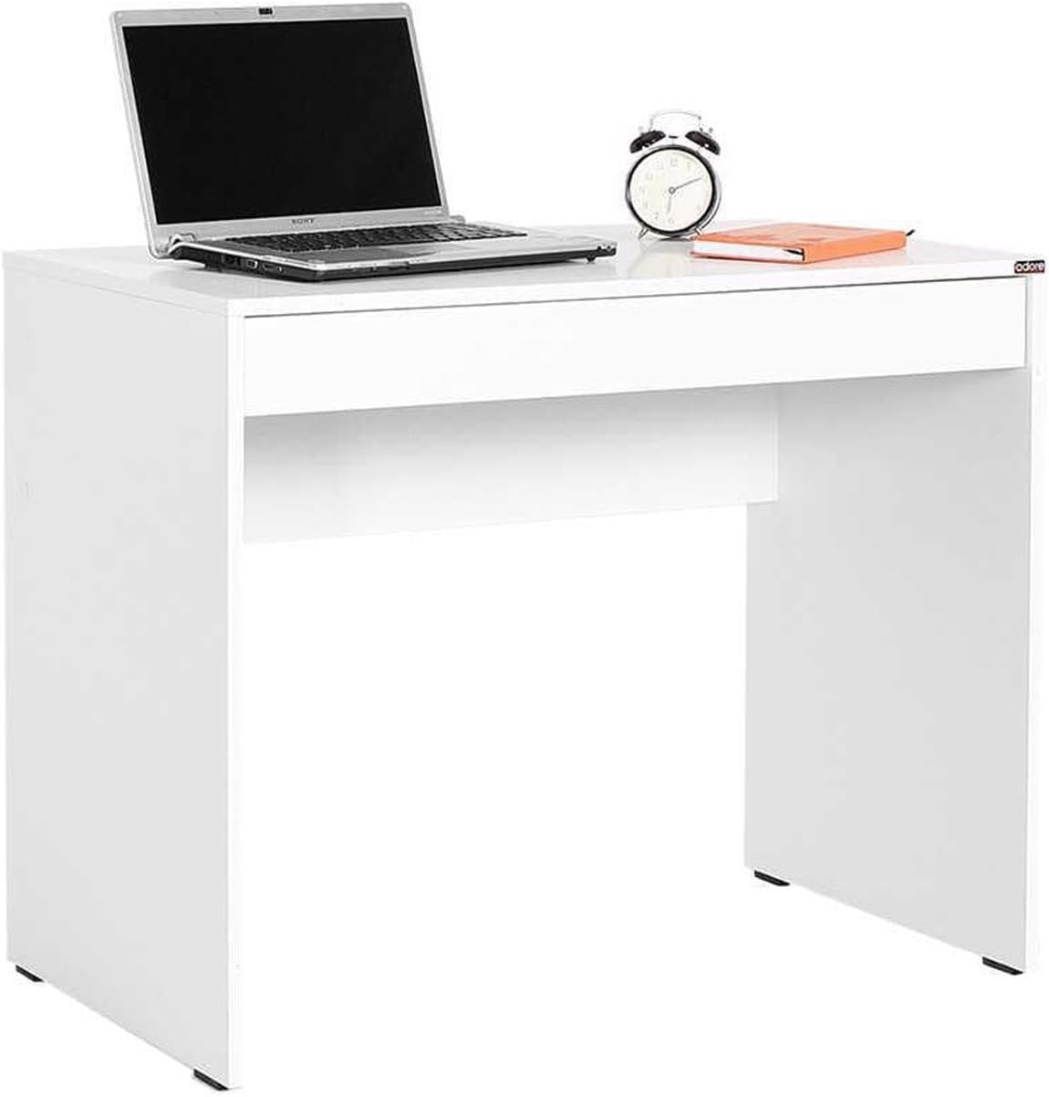 White Compact Desk 90x55cm with Full Drawer Matt Finish Home Office Table