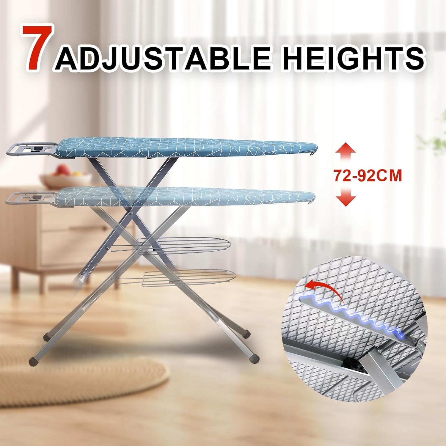 Ironing Board Adjustable Height Anti-Closing Steam Generator 120x45cm