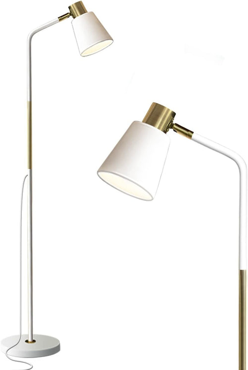 Industrial Floor Lamp Adjustable Metal Head Standing Reading Light White