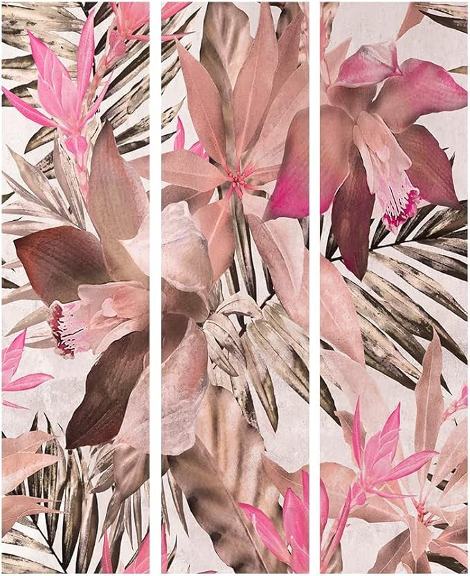 Tropical Floral Leaf Folding Room Divider 3 Panel Canvas Privacy Screen 135x172c