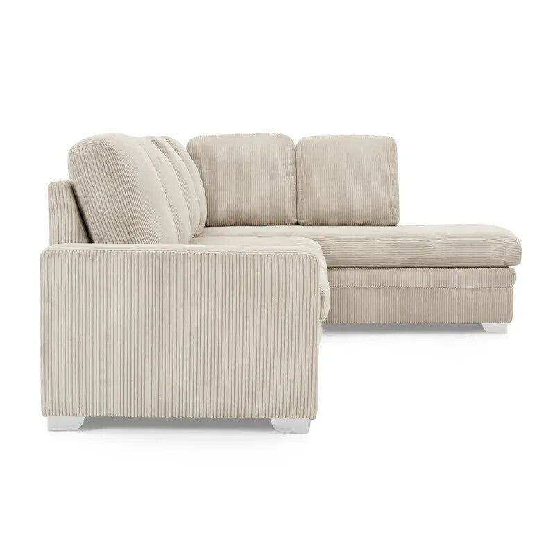 Right Hand Corner Sofa with Chaise Mocha Jumbo Cord 4 Seater UK Lounge