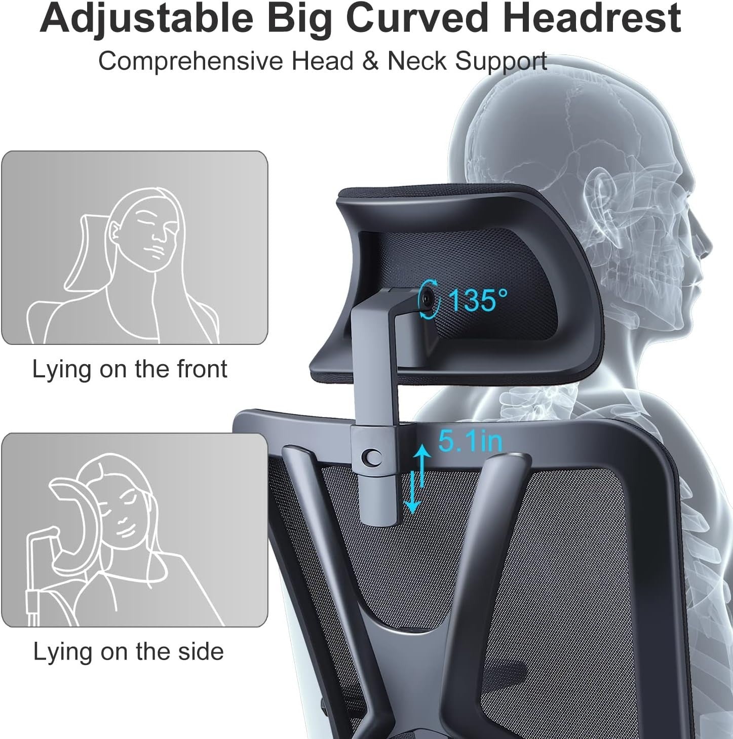 Ergonomic Office Chair Adjustable Lumbar Headrest Backrest Rocking Heavy Duty De