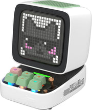 Retro Pixel Art Bluetooth Speaker RGB Display Alarm Clock White Desktop