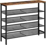 5-Tier Industrial Shoe Rack Shelf Storage Unit, Adjustable, 100cm Wide