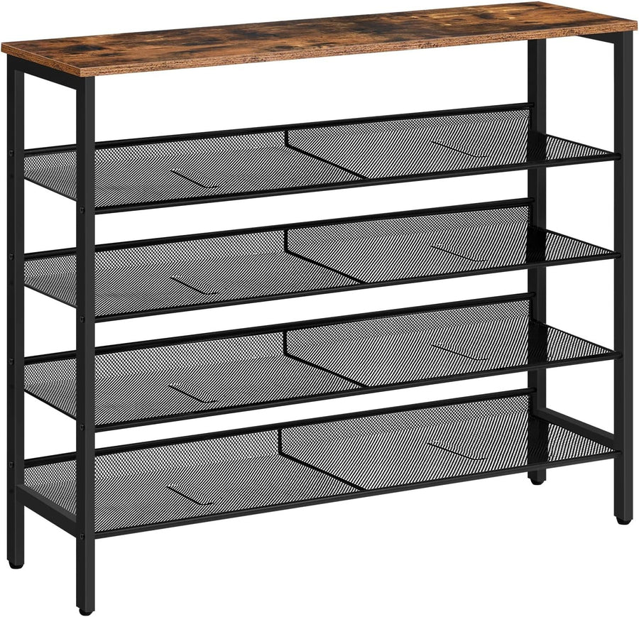 5-Tier Industrial Shoe Rack Shelf Storage Unit, Adjustable, 100cm Wide