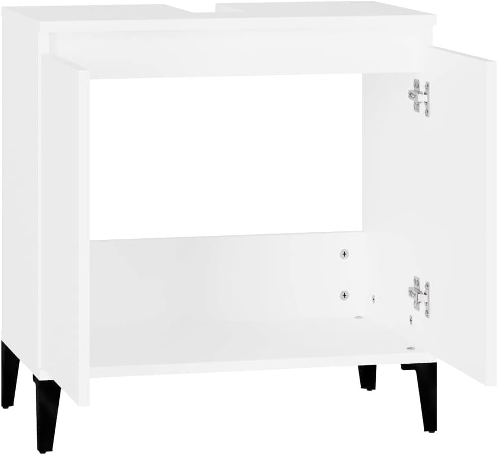 White Bathroom Sink Cabinet | Compact Under Sink Storage 58x33x60cm