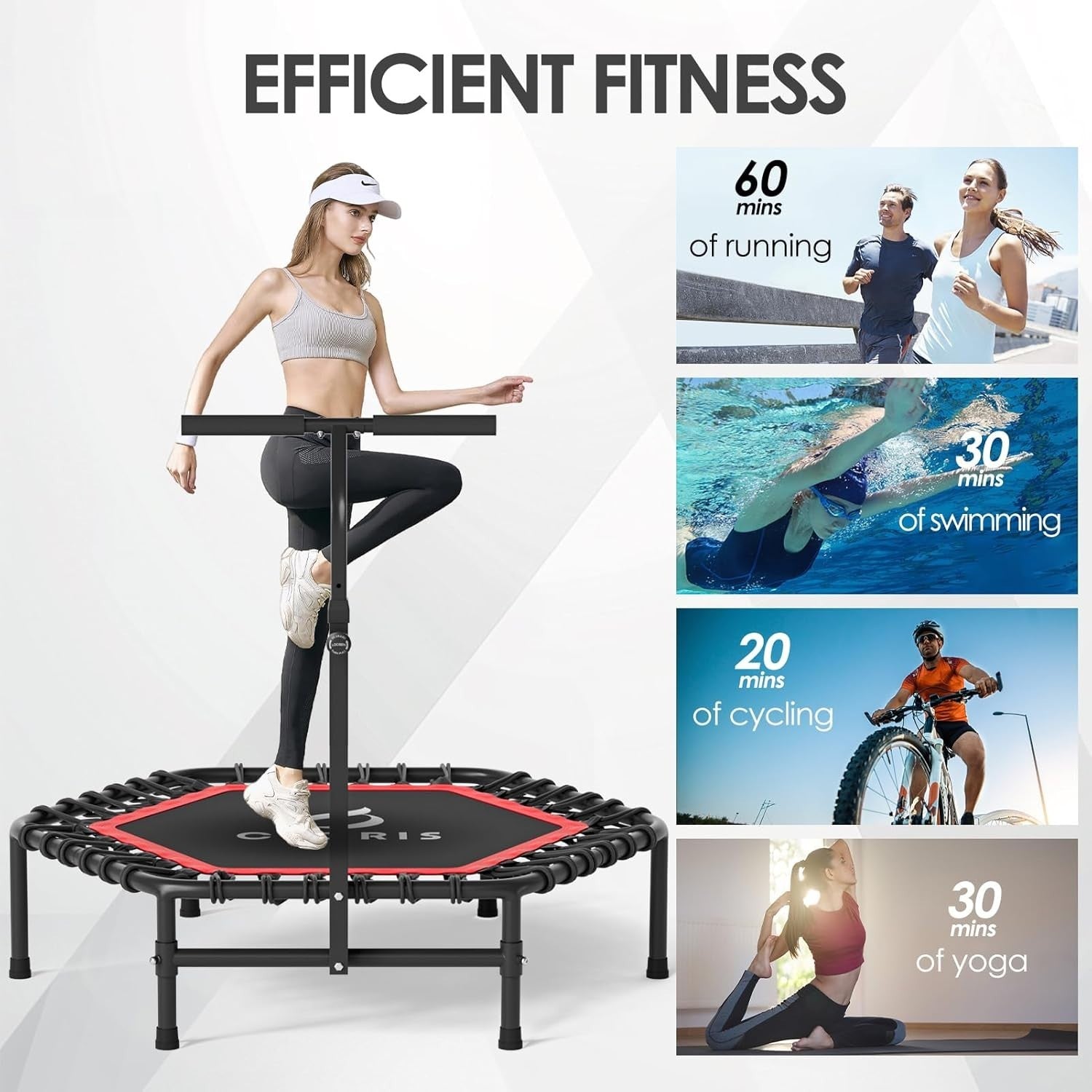 45in Heavy Duty Fitness Rebounder Adjustable Handle Quiet Indoor
