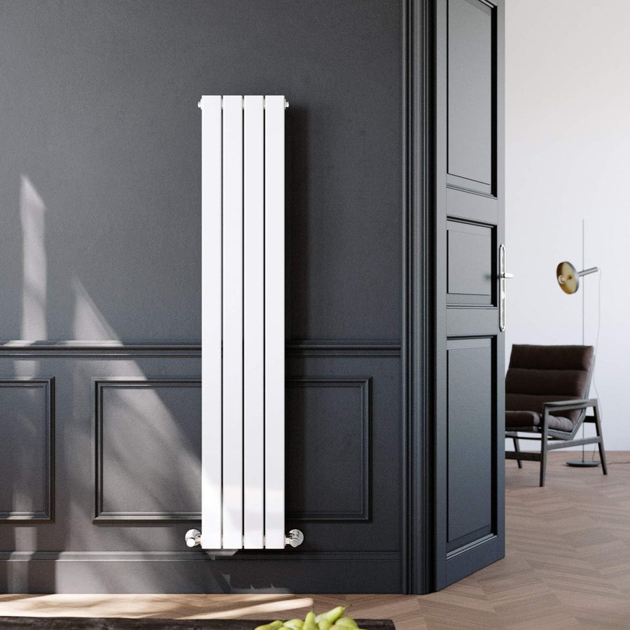 White Vertical Designer Radiator 1600x300mm Single Panel Central Heating
