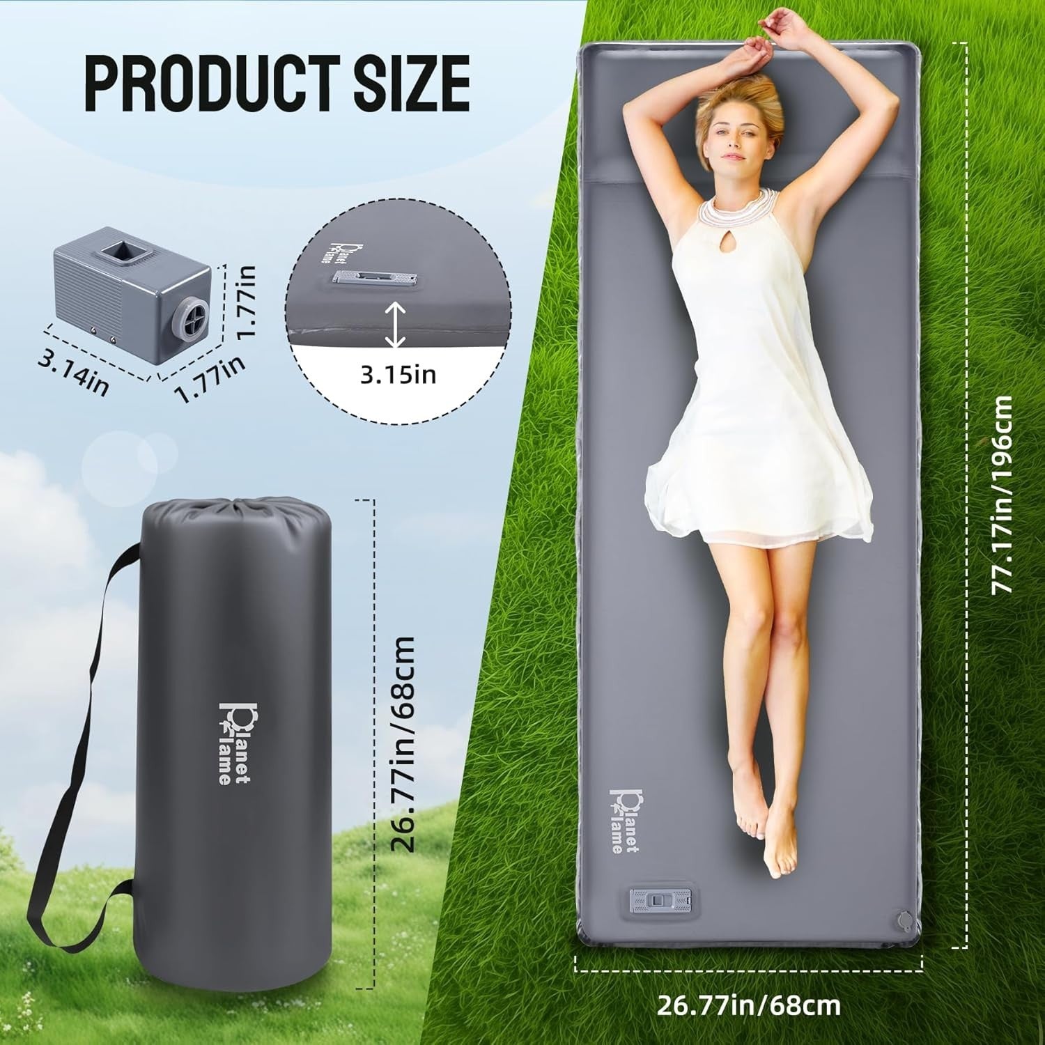 Self Inflating Camping Mat with Built-In Pump | Portable Air Mattress