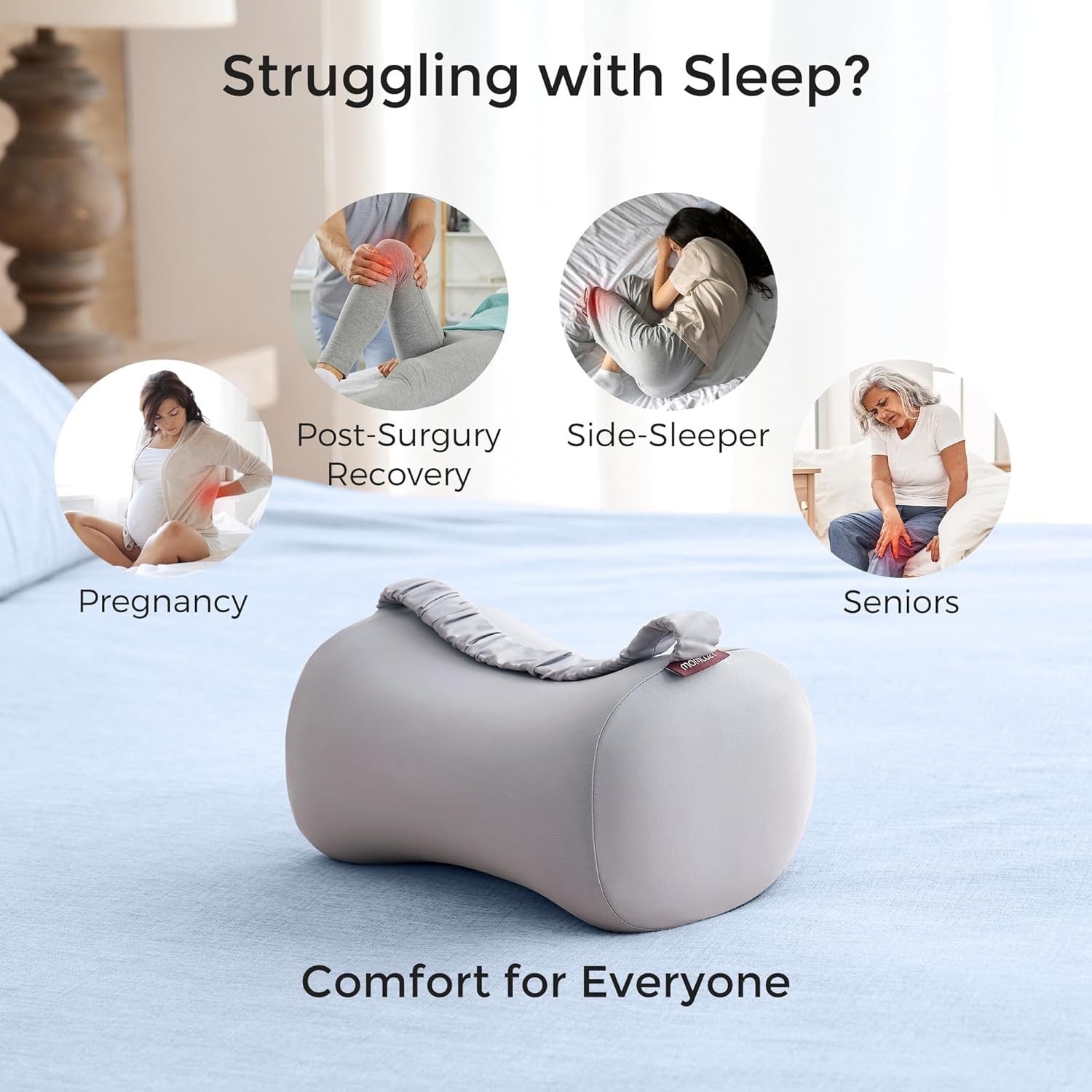 Knee Pillow for Side Sleepers Memory Foam Hip Back Sciatica Support
