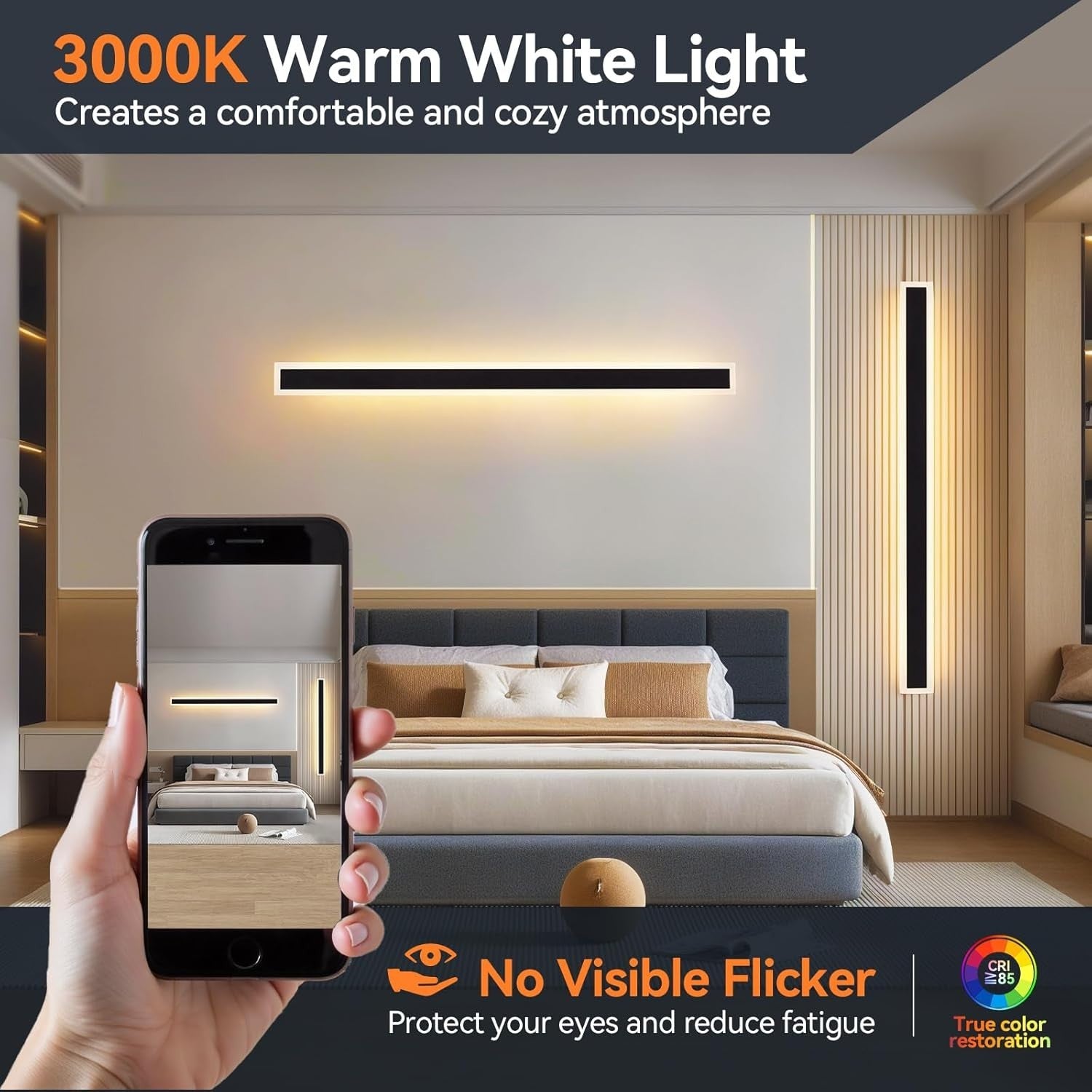 Modern Waterproof LED Wall Light Outdoor Indoor 3000K Warm White 150cm