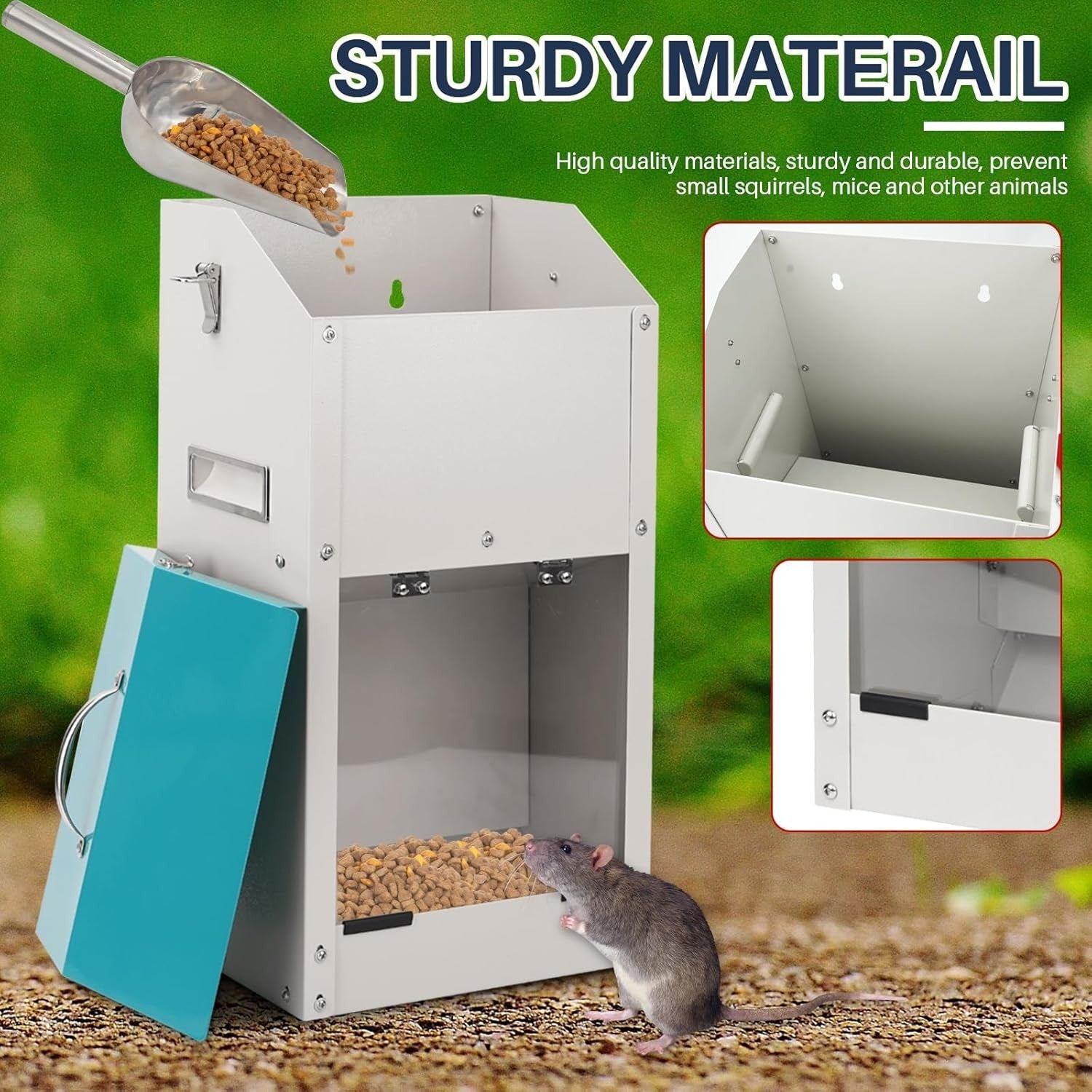 7kg Automatic Dog Feeder Rodent Proof Outdoor Food Storage Bin Red