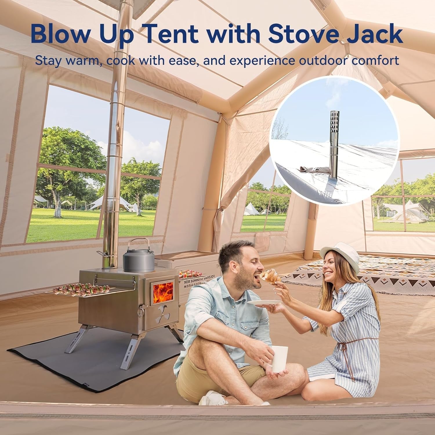 8 Person Inflatable Camping Tent Waterproof Oxford Air Beam
