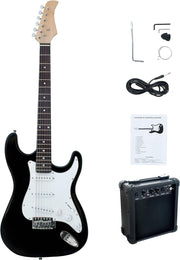 39" Electric Guitar Full Size Starter Kit 5W Amp Black ST Style