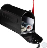 Vintage Wall Mounted US Mailbox Black Steel Lockable Retro Post Box