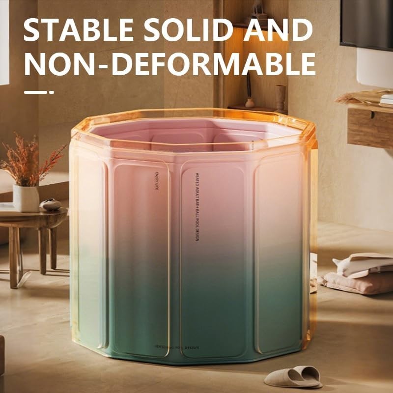 Portable Foldable Adult Ice Bath Tub Pink Freestanding Spa Soaking Tub