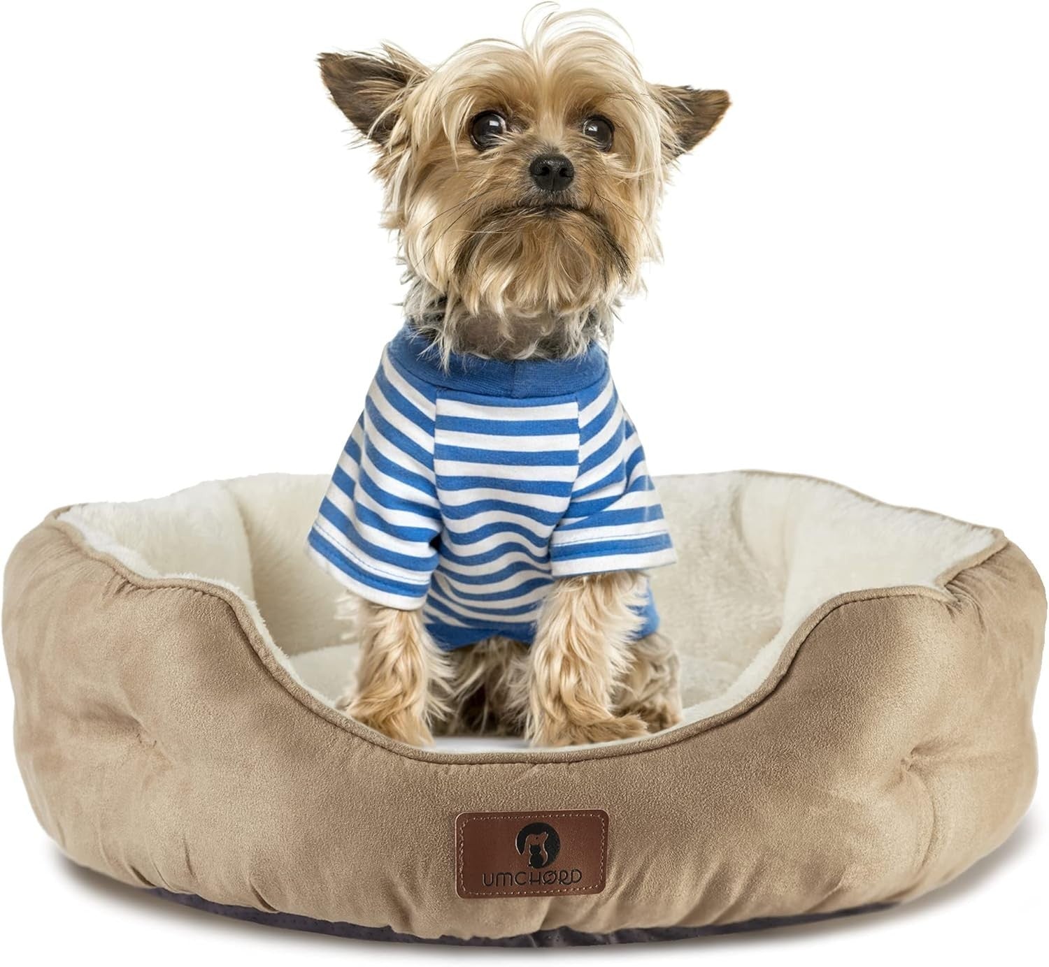 Small Dog Cat Bed 20in Sherpa Fleece Washable Pet Bed Non Slip