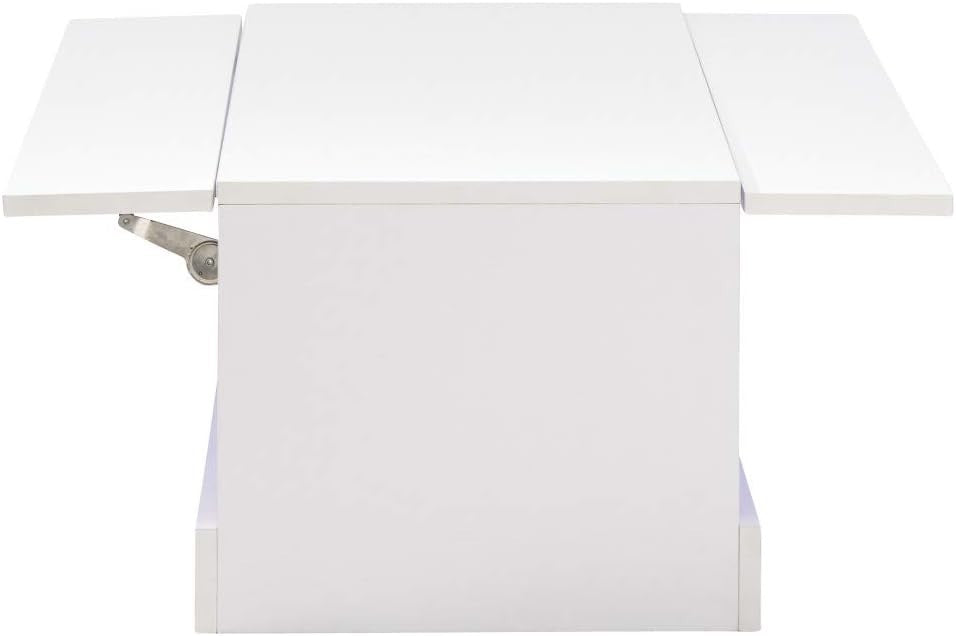 LED Coffee Table with Storage & High Gloss Finish – White Modern TV Unit