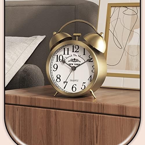 Vintage Twin Bell Alarm Clock Loud Silent Quartz Battery Bedside Heavy Sleepers