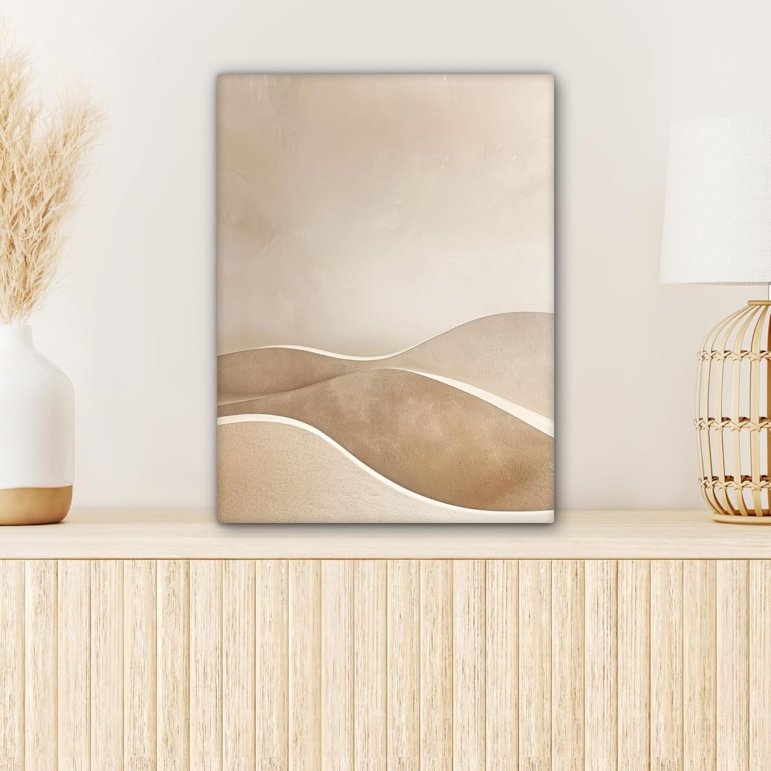 Beige Hills Canvas Wall Art 30x40cm Framed Modern Neutral