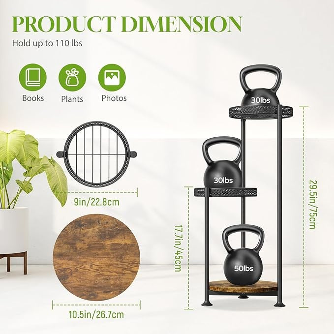 3 Tier Metal Plant Stand Black Indoor Outdoor Corner Flower Pot Display Rack