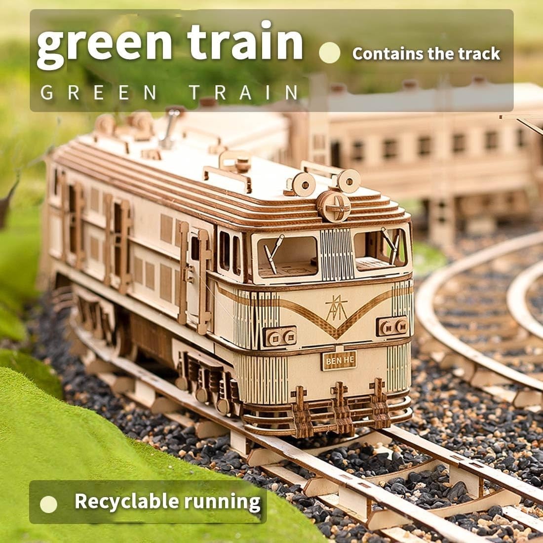 Large 1460PCS 3D Wooden Train Puzzle Kit – Mechanical Model, DIY Gift