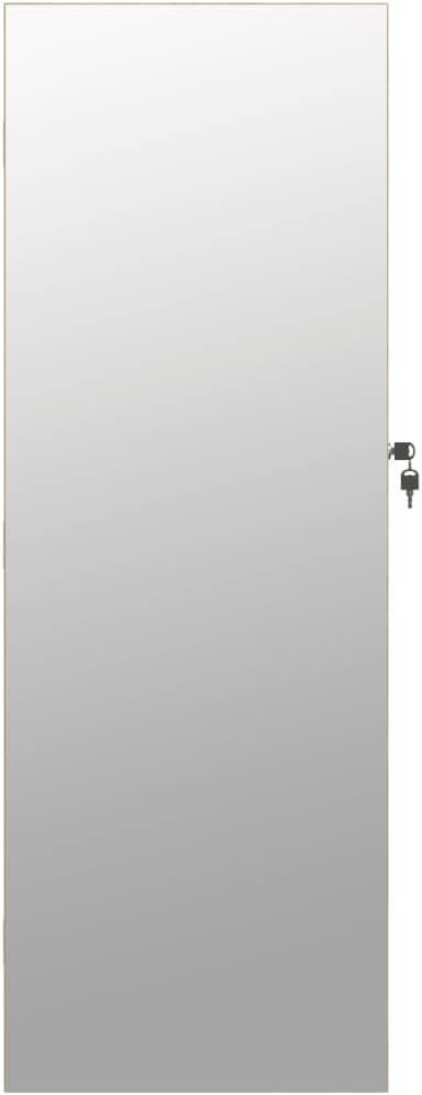 LED Wall Mounted Jewelry Cabinet Frameless Mirror Lockable Storage Brown