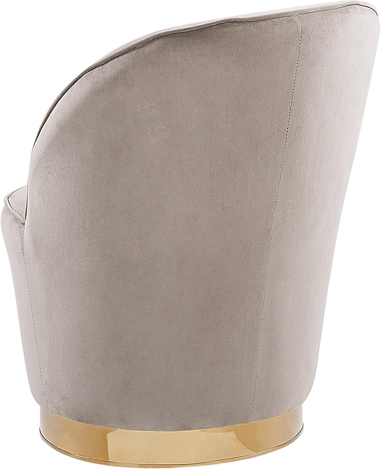 Beige Velvet Accent Tub Chair Gold Metal Base Glam Armchair