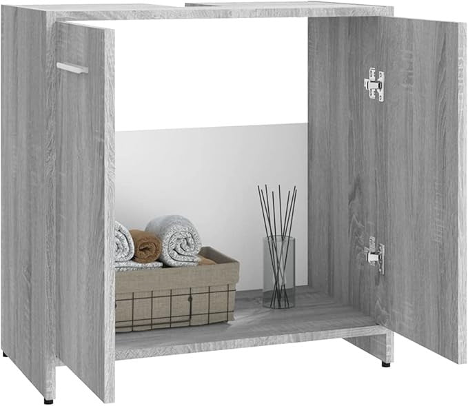 Grey Sonoma Bathroom Sink Cabinet 60x33x60cm Modern Vanity Storage Unit