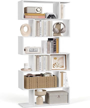 6 Tier White Bookcase Room Divider Modern Cube Shelf 24×70×191cm Freestanding