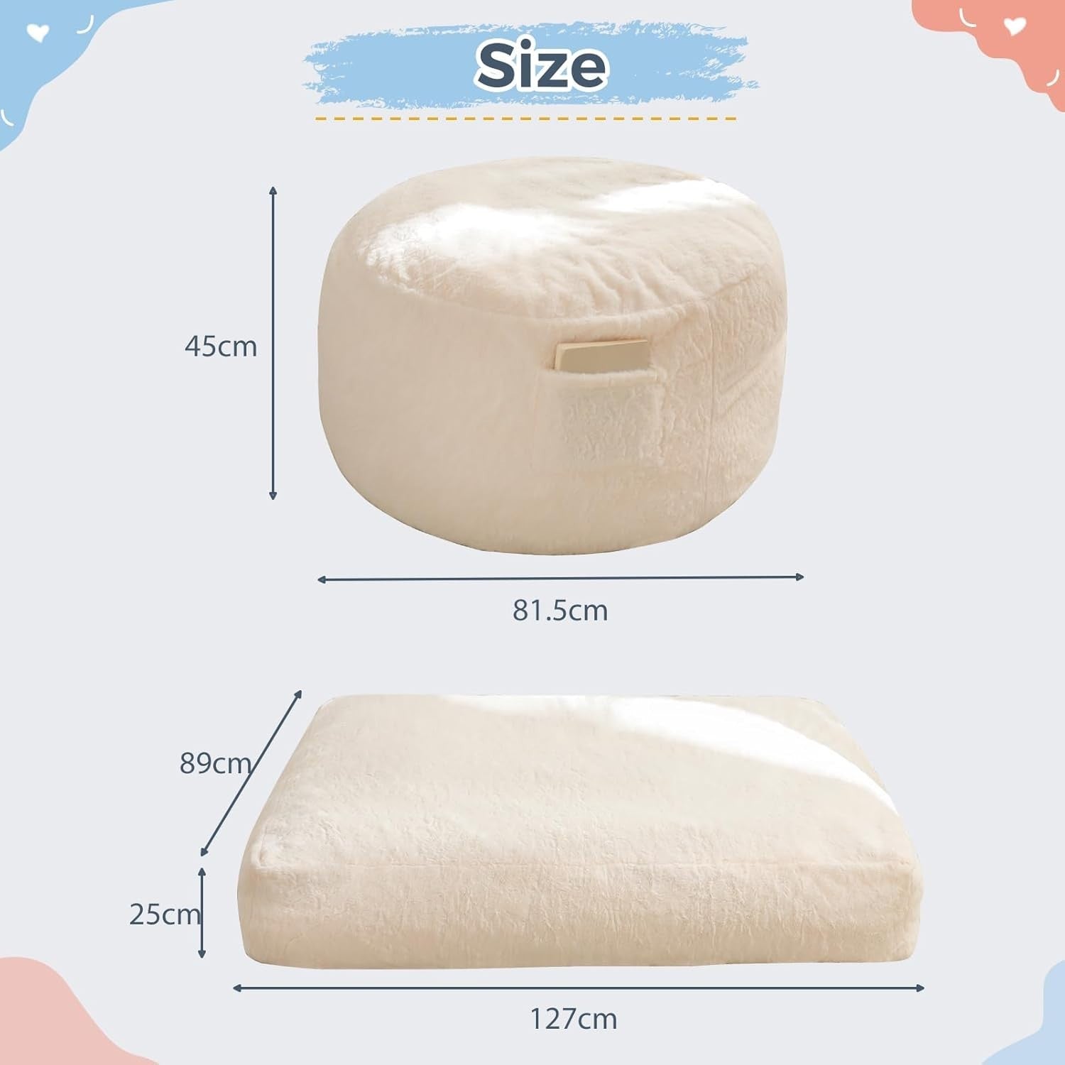 Kids Bean Bag Convertible Chair Bed Sofa | Fold Out Floor Lounger Seat