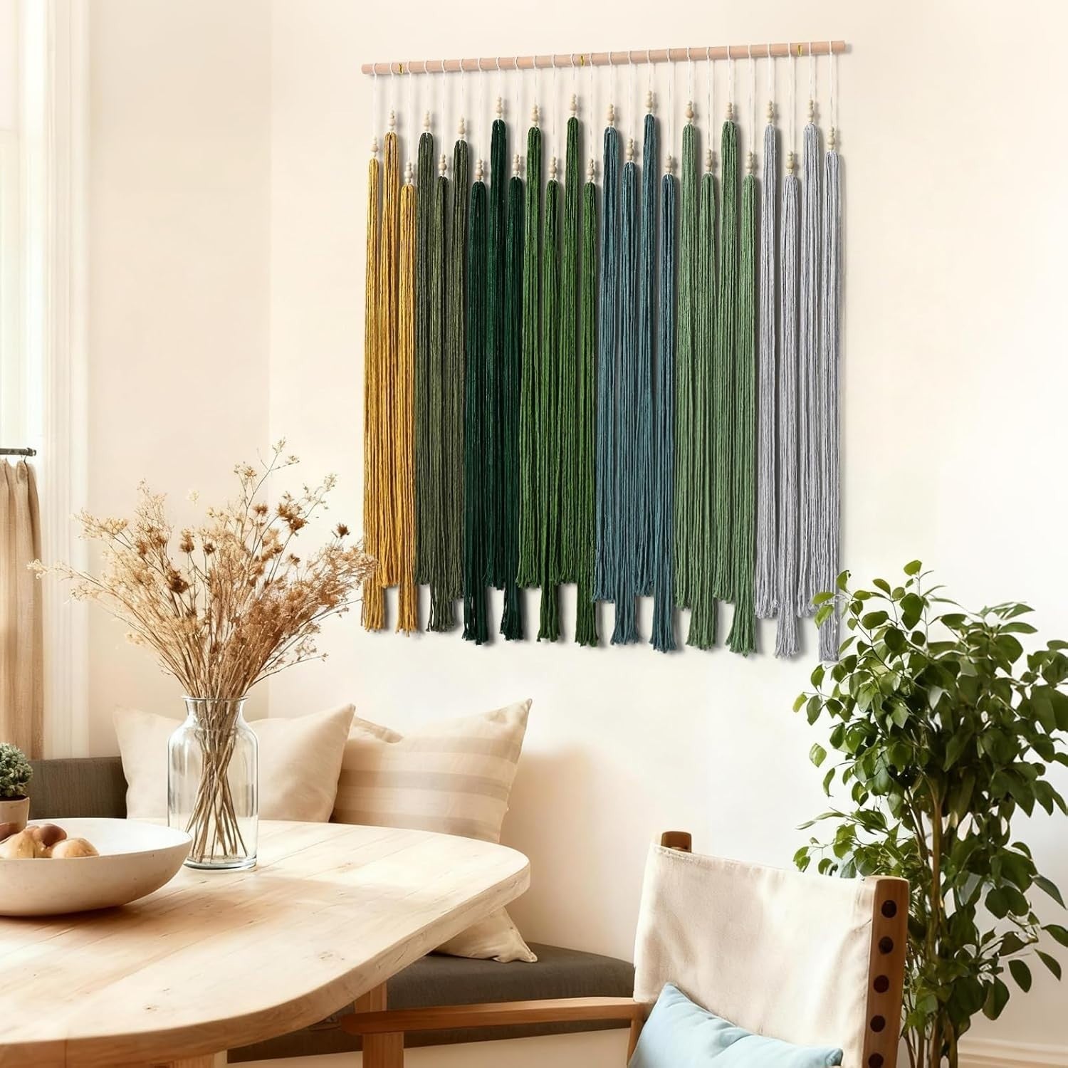 Large Macrame Wall Hanging Beaded Tassel Boho Handmade Wall Decor