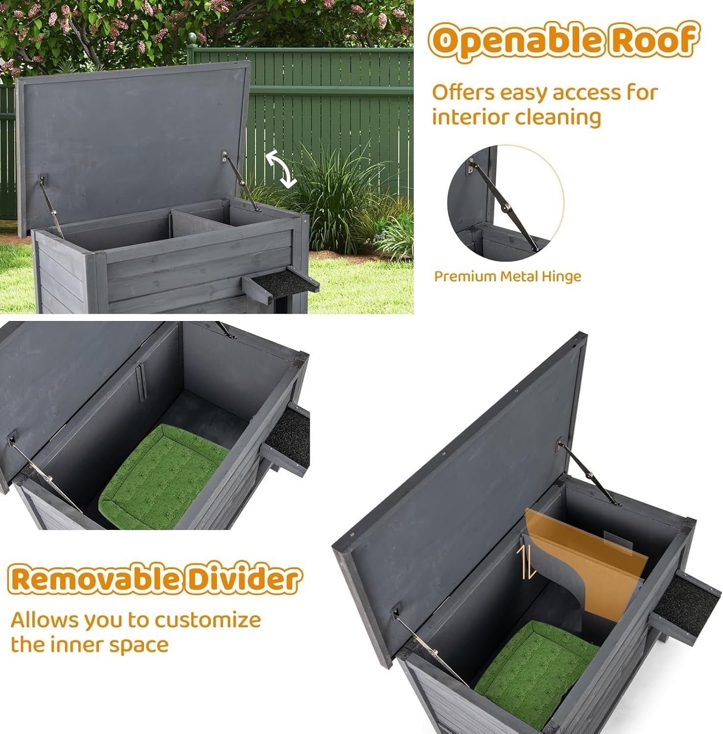 Outdoor Insulated Cat House Weatherproof Wooden Shelter for Feral Cats
