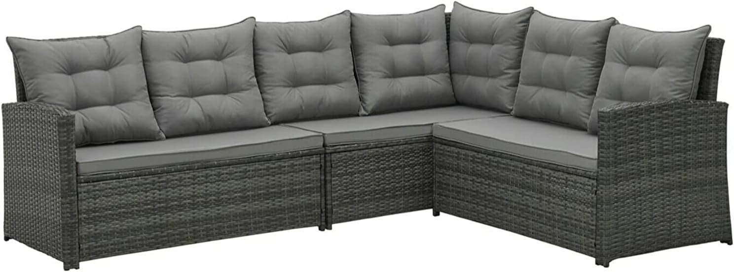 8 Seat Rattan Garden Sofa Set Outdoor Corner Dining Table Cover Grey