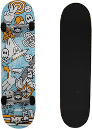 31" Blue Sketch Beginner Skateboard | Double Kick Maple Deck | Kids & Teens