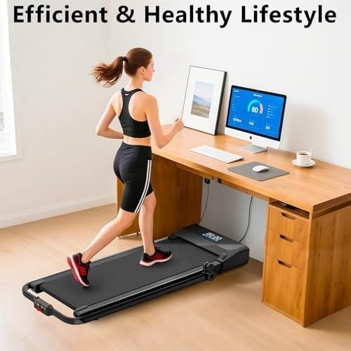 CANMALCHI Foldable Under Desk Treadmill 12KM/H LED Remote Compact Home