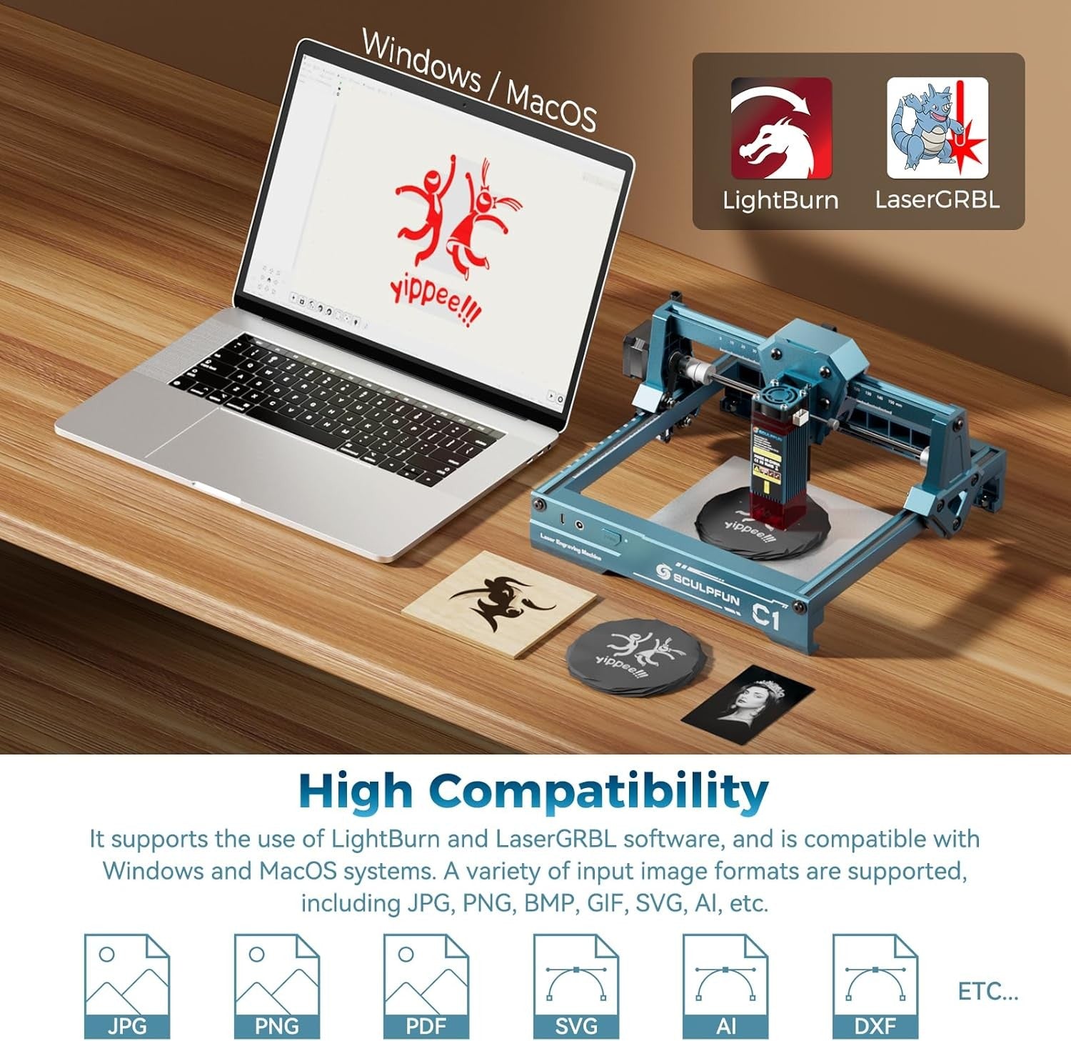 Mini Laser Engraver Portable 3W Precision Engraving Machine DIY Crafts