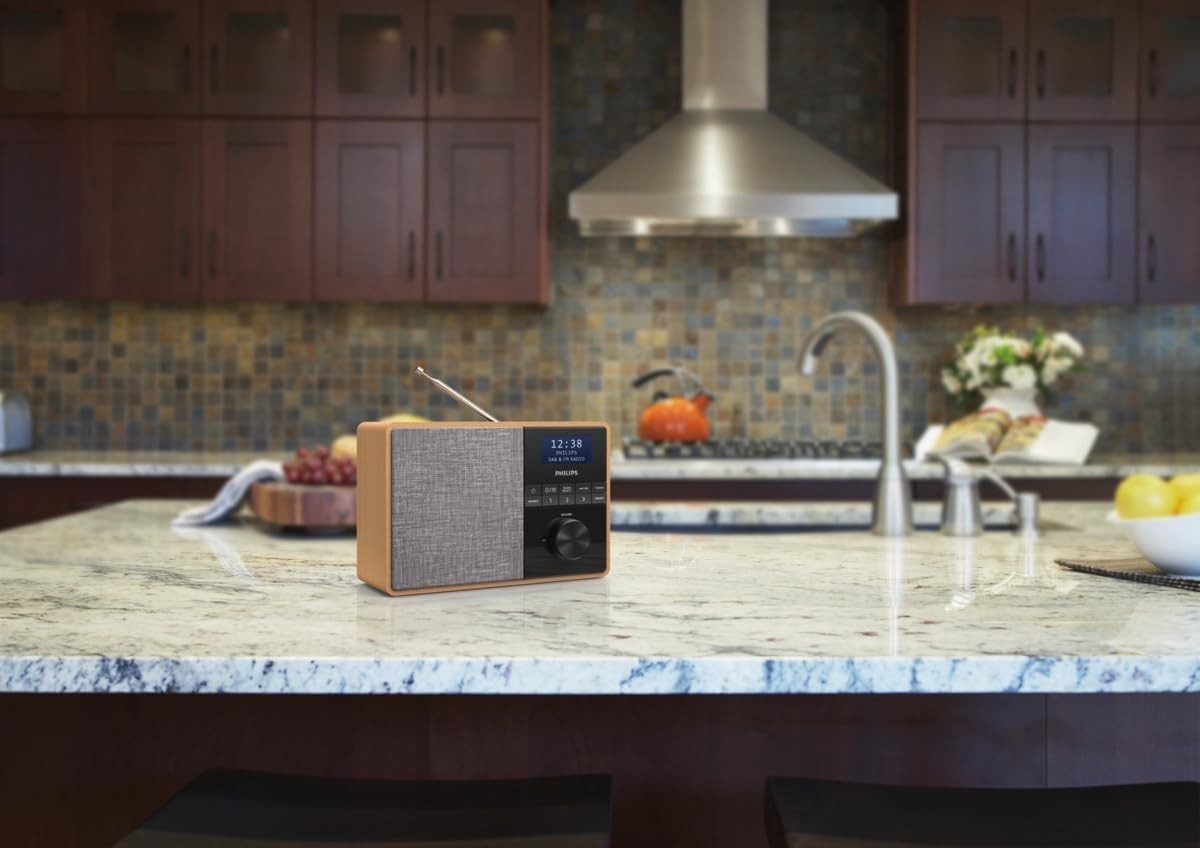 DAB+/FM Bluetooth Kitchen Radio Wooden Housing Portable Timer