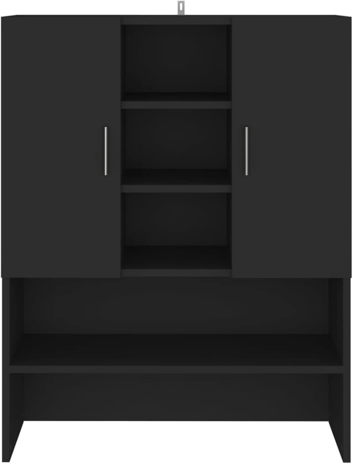 Washing Machine Storage Cabinet Laundry Bathroom Cupboard Shelves Black